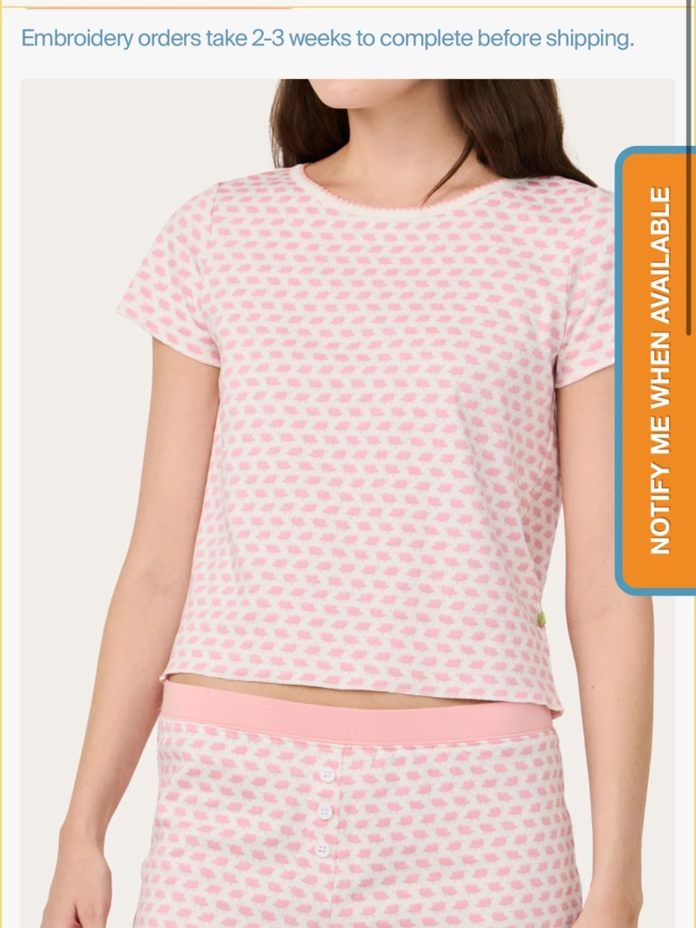 Girls' Pink Cloud Print Short Sleeve Pajama Set